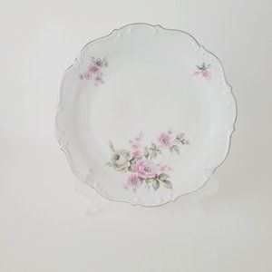 Tirschenreuth Picardy Elegant Pink & Silver Floral Dinner Plate, Bavaria Germany